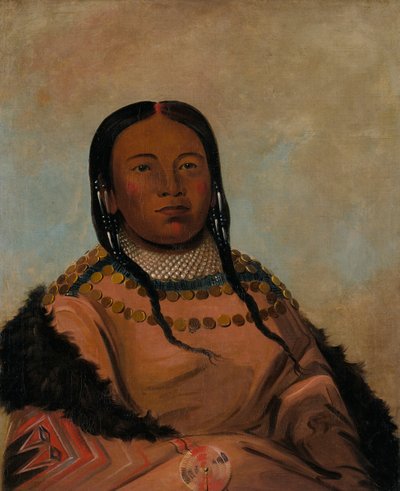 Wi-lóoh-tah-eeh-tcháh-ta-máh-nee, Red Thing That Touches in Marching, Daughter of Black Rock (La fille du rocher noir) - George Catlin