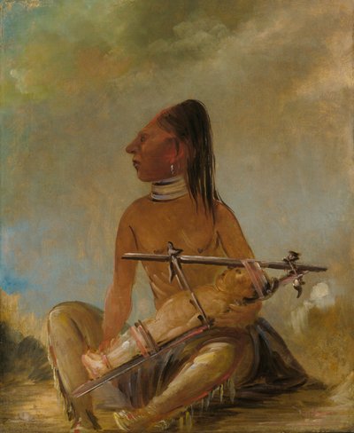 Femme et enfant, montrant comment les têtes des enfants sont aplaties - George Catlin