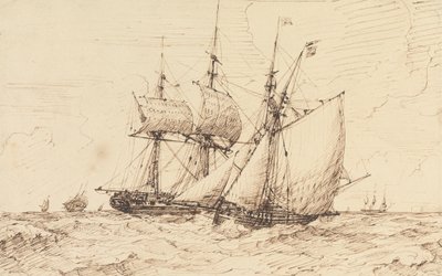 Un lougre signalant une frégate de passage - George Chambers