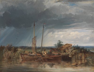 Deux bateaux de pêche sur les rives des eaux intérieures - George Chambers