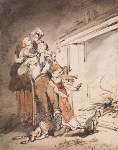 Un marin et sa famille - George Chinnery