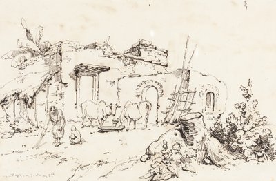 Une scène de village en Inde (verso) - George Chinnery