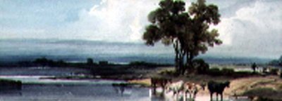 Lac avec du bétail, Chine - George Chinnery