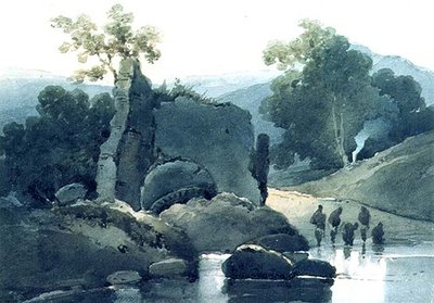Tombeau en ruine avec ablutions hindoues - George Chinnery