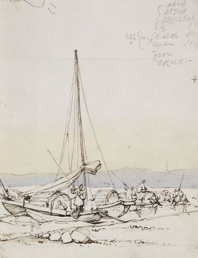 Bateaux Tanka sur le rivage - George Chinnery