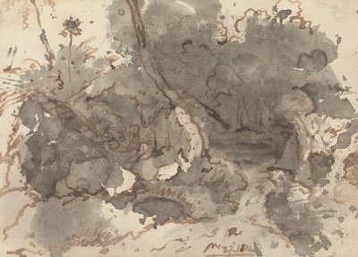 Bâtiment en chaume dans un bois - George Chinnery