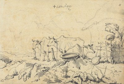 Trois vaches attachées - George Chinnery