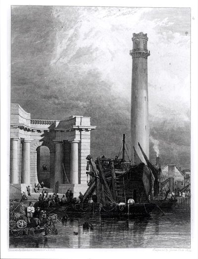 La tour de tir et le pont de Waterloo, gravé par G. Cooke - George Clarkson (after) Stanfield