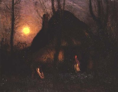Cottage au clair de lune - George Clausen