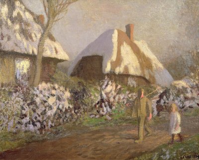 Cottages par un après-midi glacial - George Clausen