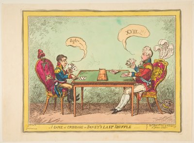 Une partie de cribbage ou le dernier mélange de Boney, 6 juin 1814 - George Cruikshank