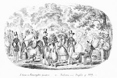 Une scène dans les jardins de Kensington, ou modes et frayeurs de 1829 (gravure) - George Cruikshank