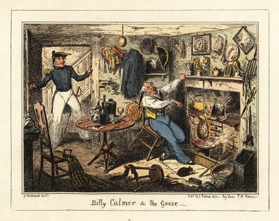 Un lieutenant de marine appelle un vieux midshipman au devoir, 1826 - George Cruikshank