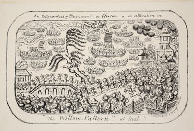 Un mouvement extraordinaire en Chine - ou - une modification du motif Willow enfin !!, pub. 1853 - George Cruikshank