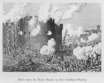 Attaque sur le Mont de Laiton par Lord Guilford Dudley (gravure) - George Cruikshank