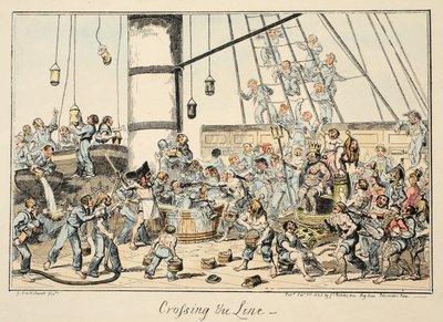 Traverser la ligne, de Greenwich Hospital, une série de croquis navals, descriptifs de la vie d