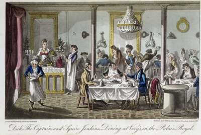 Dîner chez Very, au Palais Royal - dans « La vie à Paris » de David Carey, Londres - George Cruikshank