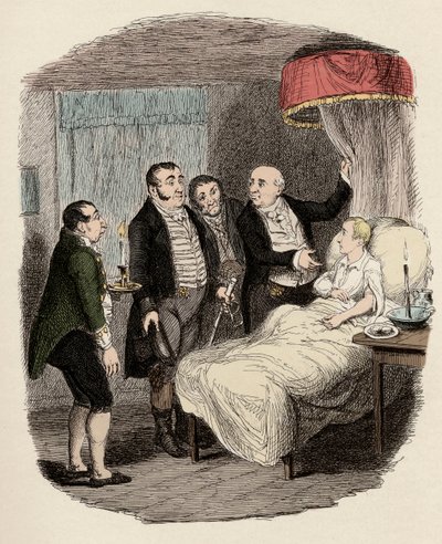 Dr. Losberne montrant Oliver aux officiers de police de Bow Street - Illustration pour « Oliver Twist » de Charles Dickens, par George Cruikshank - George Cruikshank