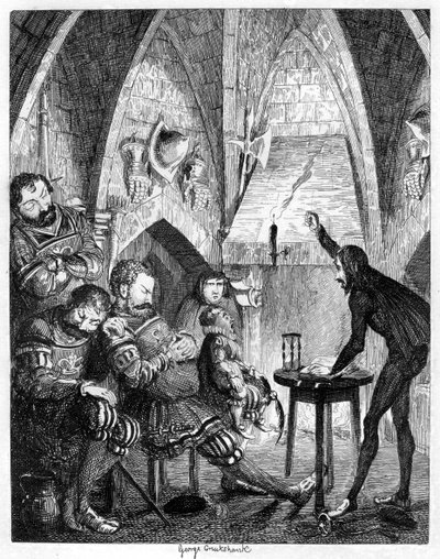 Edward Underhill le prédicateur prêchant aux géants dans la tour de la porte, 1840 - George Cruikshank