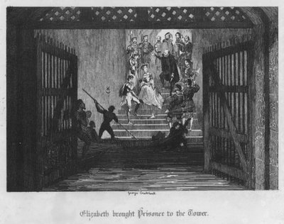 Élisabeth amenée prisonnière à la tour (gravure) - George Cruikshank