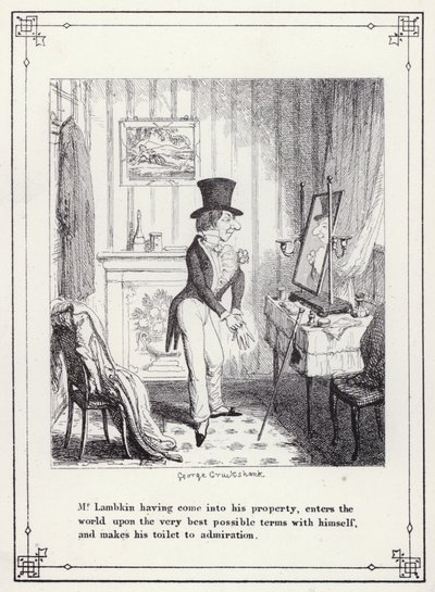 Illustration pour Le Livre du Célibataire, ou Le Progrès de M. Lambkin (Gent) (gravure) - George Cruikshank
