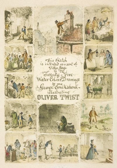 Illustration pour la page de titre "Oliver Twist" - George Cruikshank