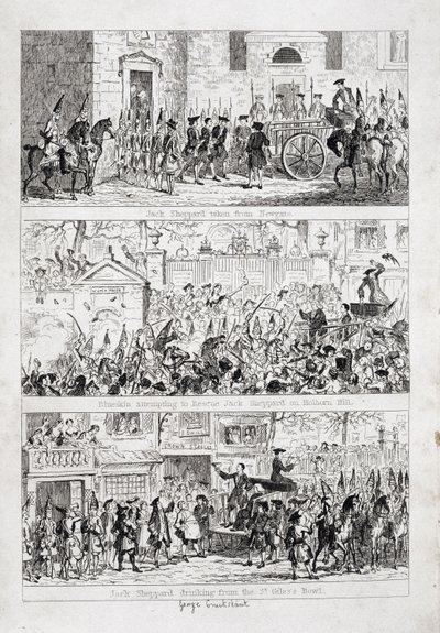 Le voyage de Jack de Newgate à Tyburn, illustration de 