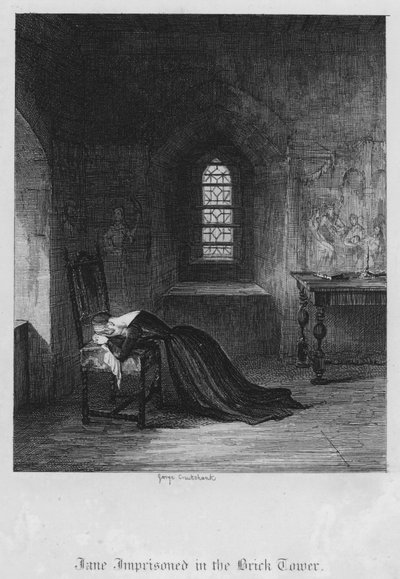 Jane emprisonnée dans la Tour de Brique (gravure) - George Cruikshank