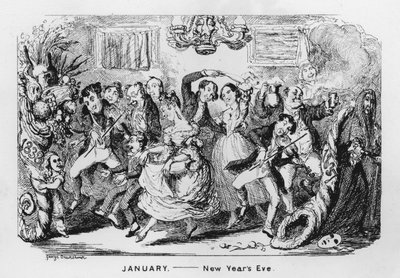 Janvier, réveillon du Nouvel An - George Cruikshank