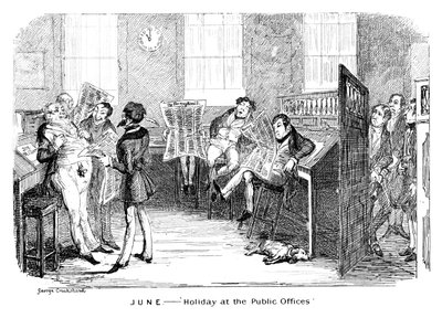 Juin - Vacances aux bureaux publics, vers 1836 - George Cruikshank