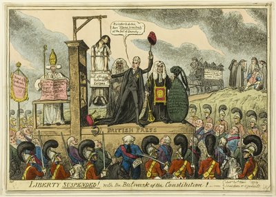 La liberté suspendue ! Avec le rempart de la Constitution ! - George Cruikshank