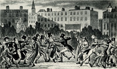 Bataille de rue à Londres, début du 19e siècle - George Cruikshank