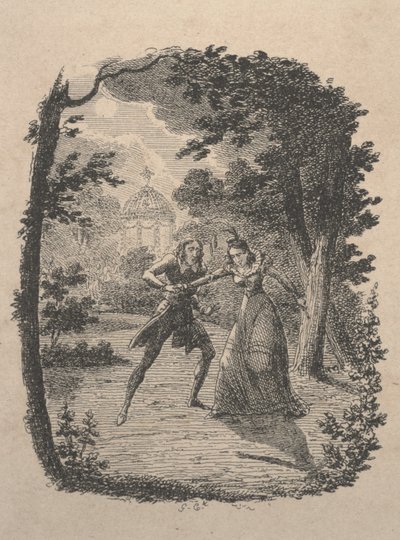Homme et femme dans le jardin - George Cruikshank