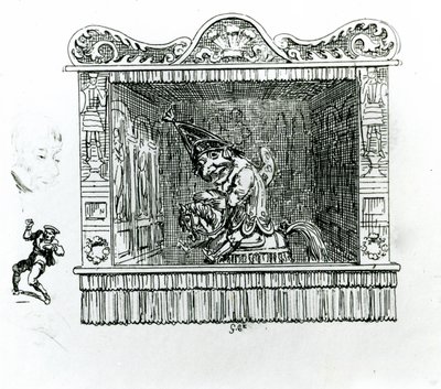 Monsieur Punch sur Hector le cheval - George Cruikshank