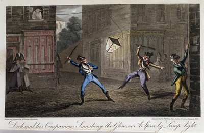 Tapage nocturne : Chahut et bruit - dans Life in Paris par David Carey, Londres - George Cruikshank