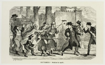 Octobre - Avis de départ des gravures sur acier de George Cruikshank aux Comic Almanacks : 1835-1853 - George Cruikshank