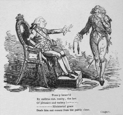 Pauvreté encourue par des émeutes sans fin, vanité, la luxure du plaisir et de la variété!, vers 1820 - George Cruikshank