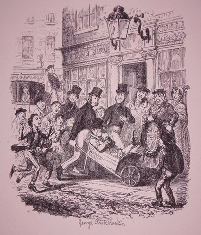 Pickpocket capturé par la police, début du 19e siècle (gravure) - George Cruikshank