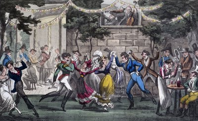 Quadrille dans le salon de Mars, aux Champs Elysée - dans Life in Paris par David Carey, Londres - George Cruikshank