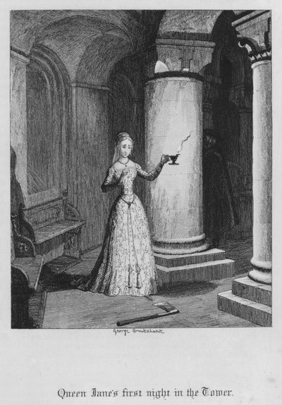 La première nuit de la reine Jane dans la Tour (gravure) - George Cruikshank