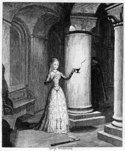La première nuit de la reine Jane à la Tour - George Cruikshank