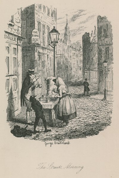 Scène de la vie londonienne : Les rues - matin - George Cruikshank