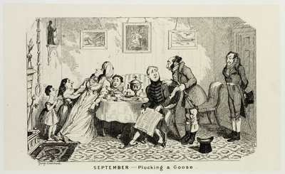 Septembre - Plumer une oie des gravures sur acier de George Cruikshank pour The Comic Almanacks : 1835-1853 - George Cruikshank