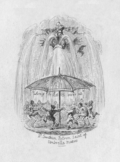 Saint Swithin, patron des fabricants de parapluies, 1829 - George Cruikshank