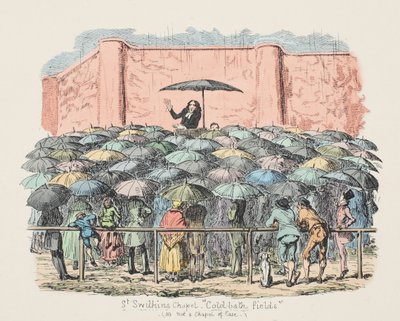 Chapelle St Swithuns Cold-bath fields, pub. 1833 (gravure en couleur) - George Cruikshank