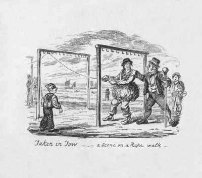 Pris en remorque - Une scène sur une corde à linge, 1829 - George Cruikshank
