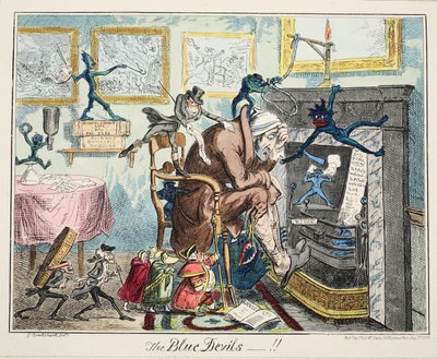 Les Diables Bleus, pub. 1835 (gravure en couleur) - George Cruikshank