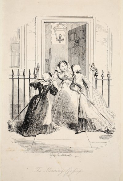 Le commérage du matin, de La plus grande peste de la vie, pub. 1847 - George Cruikshank