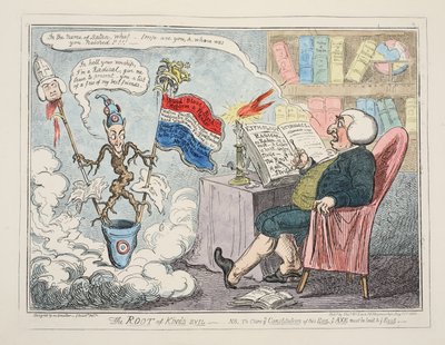 La racine du mal royal, pub. 1835 (gravure en couleur) - George Cruikshank
