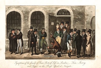 Tom, Jerry et Logic dans la cour de presse, prison de Newgate, Londres, 1821 - George Cruikshank